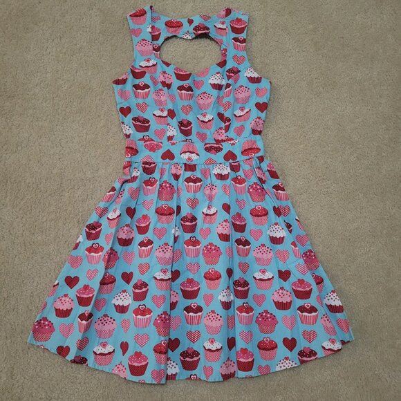 Retrolicious Cupcake Heart Pinup Size Small Dress/ Valentines Day pretty punk - Picture 2 of 9